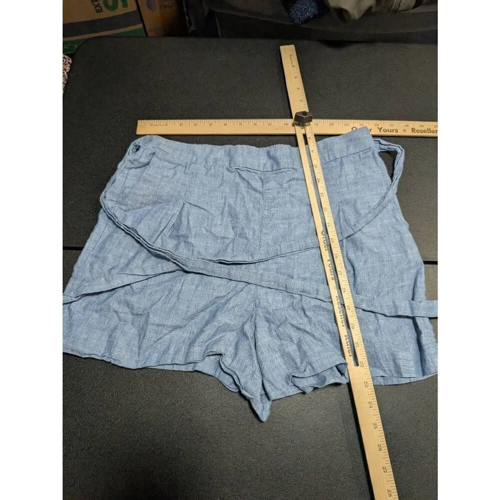 J. Crew Tie-Waist Chambray Blue Short Women's Size 10